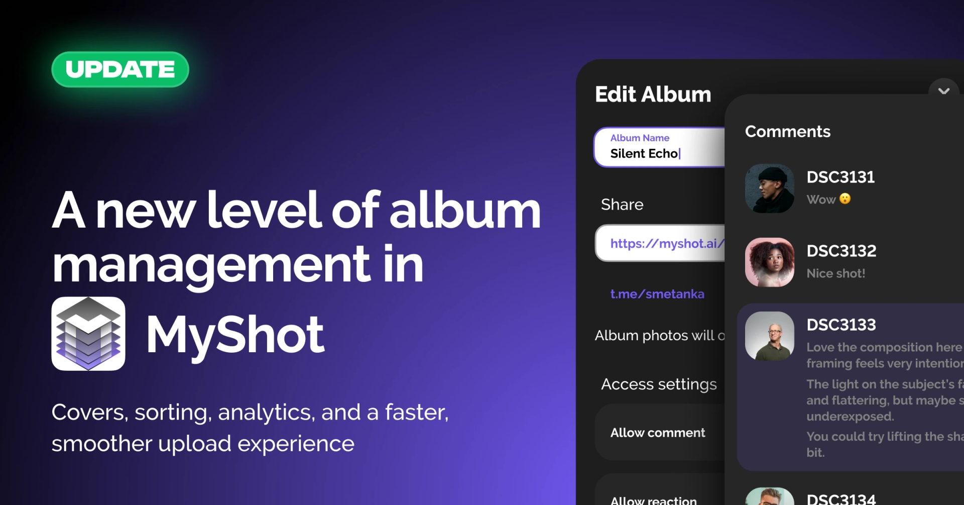 MyShot Update: Albums, Uploads, Analytics, and Content Management