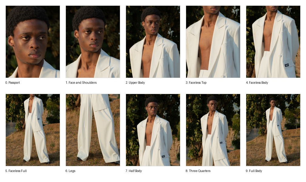 All ten Pose Crop fixed presets generated from one source image